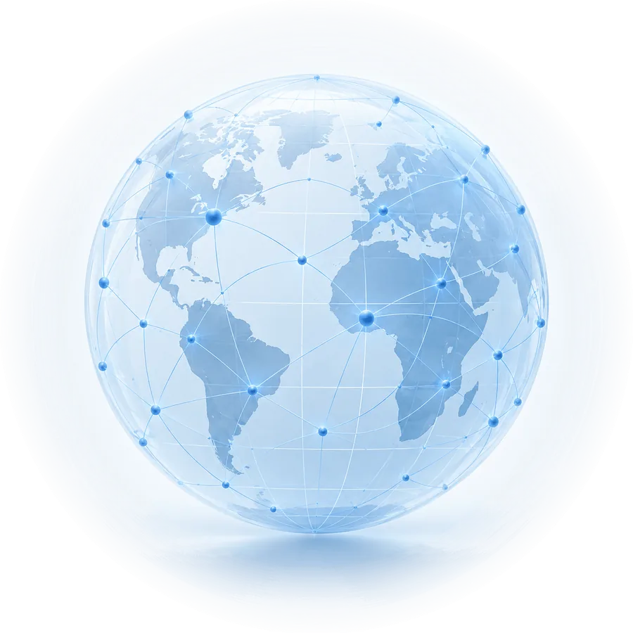 A generic glowing network globe, as seen on every industry website